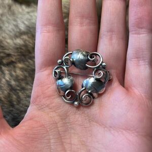 Vintage sterling silver Danish John L. Lauritzen leaf brooch